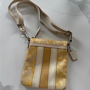 Coach Yellow and Cream Signature Crossbody Bag